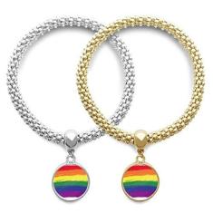 Imagem de DIYthinker Stippling Arco-íris Gay LGBT Lover Pulseira Pingente Joias Presente Casal