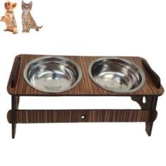 Imagem de Comedouro Pet Elevado Suspenso Para Cão E Gato Com 2 Tigelas Em Inox I