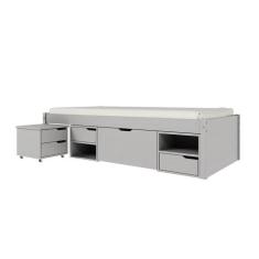 Imagem de Cama Solteiro Multifuncional Charme 5 GV Madeira Maciça Cinza Claro