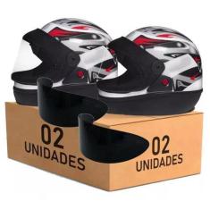 Imagem de Kit 2 Capacete San Marino Automático Grafic Branco Com Viseira Extra, 