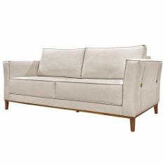 Imagem de Sofá Decorativo 2 Lugares 190cm Pés Em Madeira Tarantino Linho Pérola