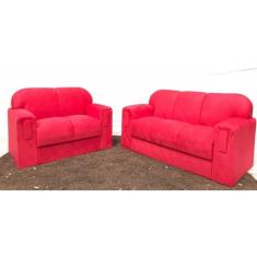 Imagem de Jogo de Sofá 2 e 3 lugares Barato Suede Vermelho