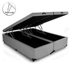 Imagem de Cama Box Baú Casal Bipartido Sintético Cinza Com Pistão A Gás - Imperi