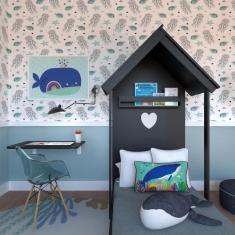 Imagem de Quarto Infantil Cama Helena e Mesa Dobrável KitCubos Preto