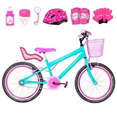Imagem de Bicicleta Aro 20 Aero + Kit Premium Verde Água E Pink