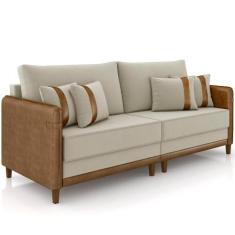 Imagem de Sofá 3 Lugares Sala de Estar Living 212cm Asbury K01 Veludo Bege mater