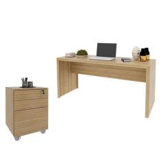 Imagem de Mesa para Escritório ME4109 e Armário Gaveteiro Arquivo ME4148 Amêndoa