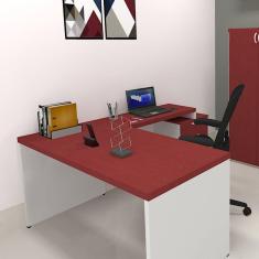 Imagem de Mesa Reta Natus 40mm 100 cm 60 cm Bramov Móveis Branco/Vermelho