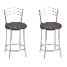 Imagem de Kit 2 Banquetas Cromadas BC26-C B206 Cromado/Marrom