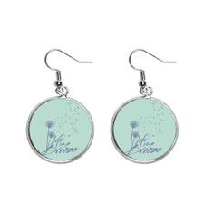 Imagem de Brinco feminino de flor de dente-de-leão com ilustração de orelhas pendentes prata