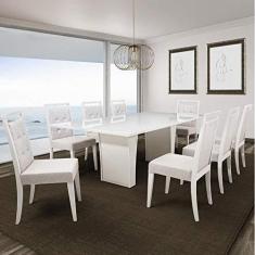 Imagem de Mesa de Jantar Herval Denver, 220 x 110 cm, Off White, com 8 Cadeiras