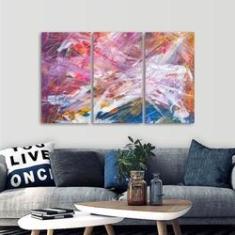 Imagem de Quadro Abstrato Linhas Moderno decorativo Sala Hall Conjunto