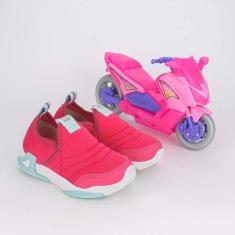 Imagem de Tênis Infantil Comfort Kidy Play Motinha Pink E Verde
