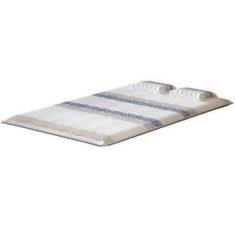 Imagem de Colchonete de Casal Probel Guarda Costas Espuma D20 com Travesseiro 5x138x188cm - Branco/Azul