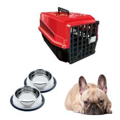 Imagem de Caixa Transporte Pet Cães N2 + Dois Comedouro Chalesco 150ml - Mecpet