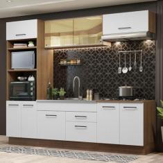 Imagem de Cozinha Completa Madesa Agata 270003 com Armário e Balcão (sem Tampo e Pia) - Rustic/branco