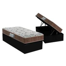 Imagem de Cama Box Baú Solteiro: Colchão Espuma D45 Probel ProDormir Advanced Double Face + Base CRC Suede Black(88x188)