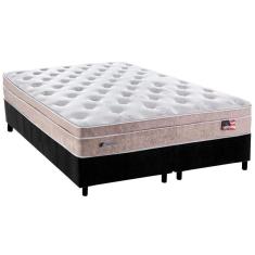 Imagem de Cama Box King: Colchão Molas Plumatex Ensacadas Miami + Base Crc Suede Black(193x203)