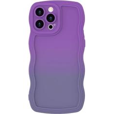 Imagem de miyonsin Capa para iPhone 14 Pro, design de moldura ondulada ondulada para mulheres e meninas, linda capa de telefone de cor gradiente ondulada, macia TPU SLiquid silicone para proteção de câmera para