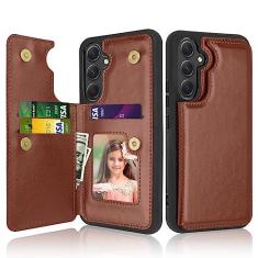 Imagem de NJJEX Capa carteira para Samsung Galaxy A54 5G com suporte para cartão, slots para cartão de crédito de couro PU, capa flip fina com moldura de TPU (poliuretano termoplástico) com fecho magnético para