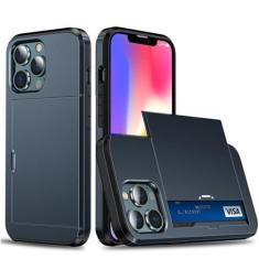 Imagem de Capa de telefone armadura para iphone 15 14 13 11 12 pro max xr x xs max 14plus carteira slide titular do cartão de crédito slot pára-choques, t10, para iphone 13pro