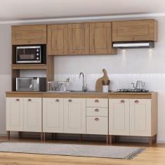 Imagem de Cozinha Completa Viena 12 Portas 2 Gavetas Canelato Rustico/Natural/Off White - Atualle Móveis