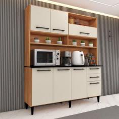 Imagem de Cozinha Compacta Vitória 7 Portas 2 Gavetas Freijó/Off White - Panorama Móveis