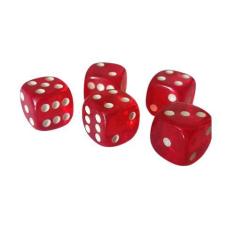 Imagem de Kit 5 Dados 16 Mm Vermelho Transparente Para Jogos De Tabuleiro Salão