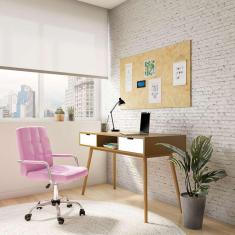 Imagem de cadeira de escritório secretária giratória madium rosa