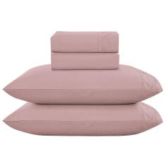 Imagem de Jogo Cama Lençol Merit Casal Padrão Bordado Coroa de Louros Percal 300 Fios 4 Peças - Roxo Malva