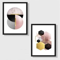 Imagem de Kit 2 Quadros Decorativos Geométricos 45x34cm