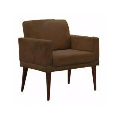 Imagem de Poltrona Decorativa Emília Pés Palito Suede Marrom - SA Móveis