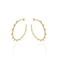 Imagem de Brinco Argola Pequena Bolinhas Banhado Ouro 18K