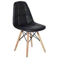 Imagem de Cadeira Charles Eames Botonê Eiffel Wood Estofada Couro - Bege