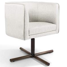 Imagem de Poltrona Decorativa Giratória Base X Betina D02 Linho Bege B-443 - Lyam Decor