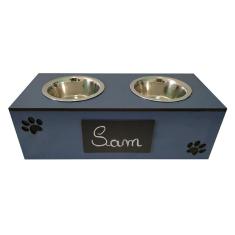 Imagem de Comedouro Lousa Duplo Azul Para Cães E Gatos - Tam. M