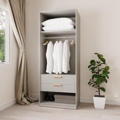 Imagem de Guarda-roupa Modular 80cm sem Portas com Gaveteiro Jade Cabecasa Madeiramadeira Cinza Urbano
