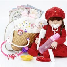 Imagem de Boneca Estilo Reborn Menina Silicone Bolsa E Itens - Cegonha Reborn Do