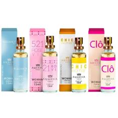 Imagem de Kit 4 Perfumes 15ml - Elegance, 521 Vip, Chic - Amakha