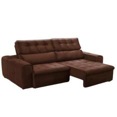 Imagem de Sofá Retrátil Reclinável Cactus 3 Lugares Veludo Marrom 232cm Megasul