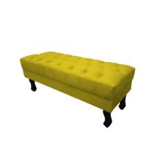 Imagem de Recamier Luis Xv Capitonê Retrô 120cm Suede Amarelo Pés Madeira Ms Dec
