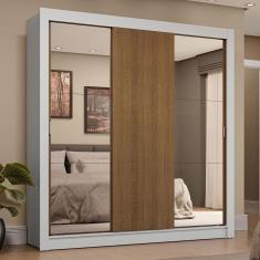 Imagem de Guarda-roupa Casal 3 Portas Correr 4 Gavetas Branco/Rústico