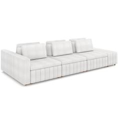 Imagem de Sofá Ilha com Puff para Sala Living 365cm Amber M03 Bouclê Branco - Ly
