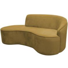 Imagem de Sofá Curvo 02 Lugares 150cm Eron Braço Esquerdo Veludo Amarelo - Nexta