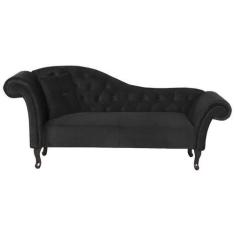 Imagem de Divã Recamier Para Sala E Quarto Suede Preto - Novo Encanto