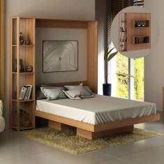 Imagem de Cama Articulada De Casal Com 4 Prateleiras E 2 Nichos Cm8014 Amêndoa T