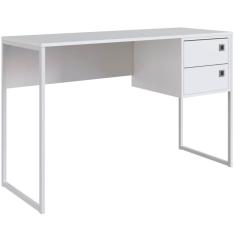 Imagem de Mesa De Computador Escrivaninha Com Gaveta em Branca 120cm Placa e Ponto Estrutura em Metal