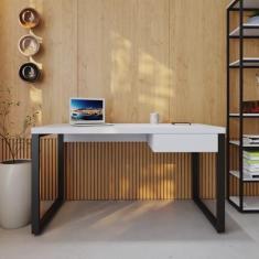 Imagem de Escrivaninha Yon Operacional com 1 Gaveta 135x70x75 Branco/Preto