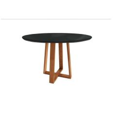 Imagem de Mesa De Sala Jantar Elma Madeira Maciça C-tampo Madeirado C- Vidro 105x105cm Carvalho-preto Fosco-vidro Preto - Kappesberg