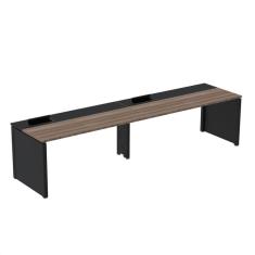 Imagem de Mesa de Plataforma Simples para 2 Pessoas Corporativa 110x792/2p Pscpp110/792/2p Walnut/Preto